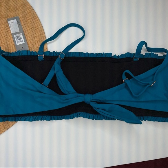 Chelsea28 Smocked Bandeau Bikini Top Teal Gloss - Picture 11 of 16